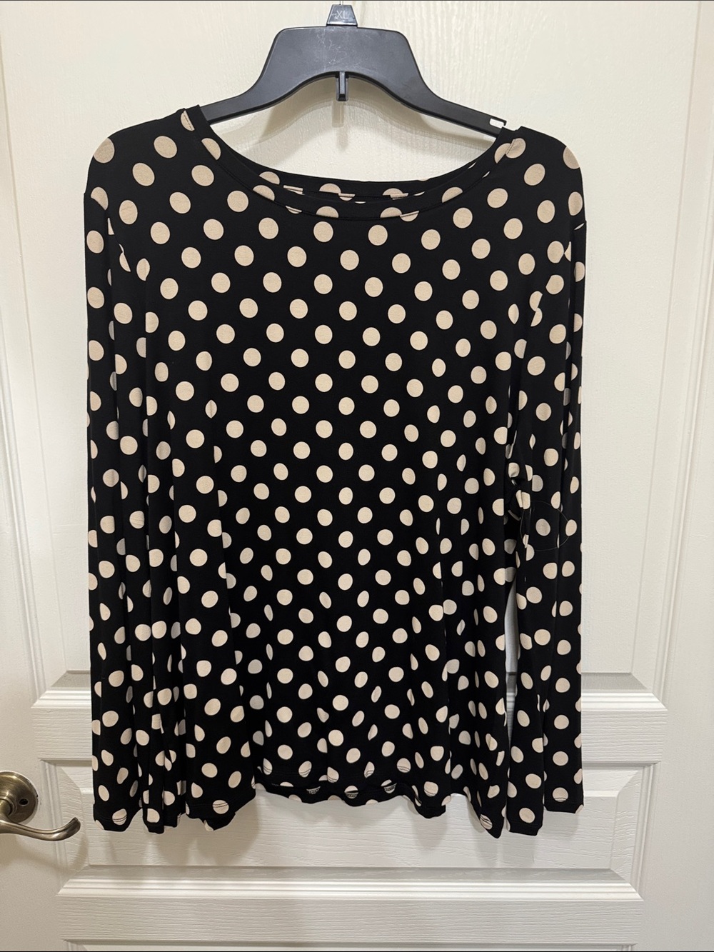 Chico's Black & Cream Polka Dot Long-Sleeve Top